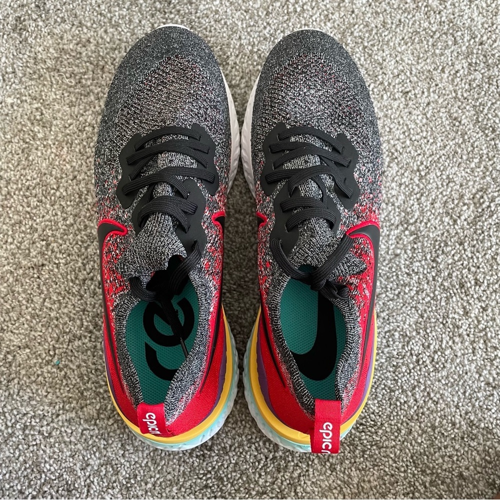 Nike Epic React Flyknit 2 Running Shoe Men's Size 14 BQ8928-007 Black Hyper Jade - Picture 4 of 10